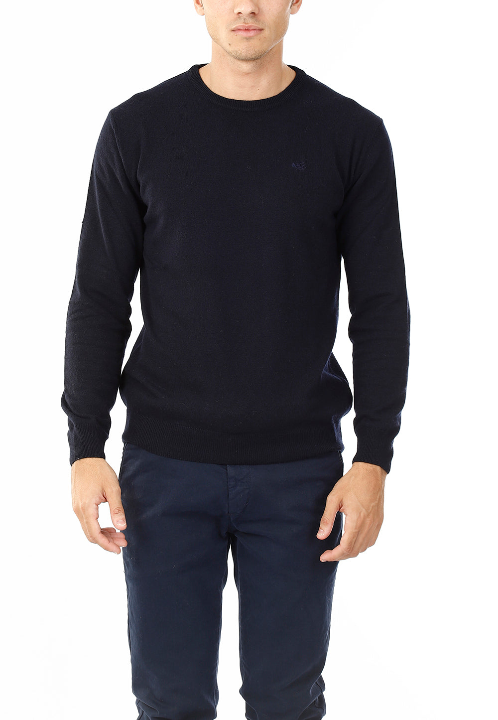 MAGLIONE GIROCOLLO MISTO CASHMERE RASATO_BLU