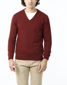 MAGLIONE RASATO SCOLLO V_BORDEAUX
