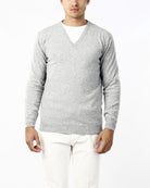 MAGLIONE RASATO SCOLLO V_GRIGIO