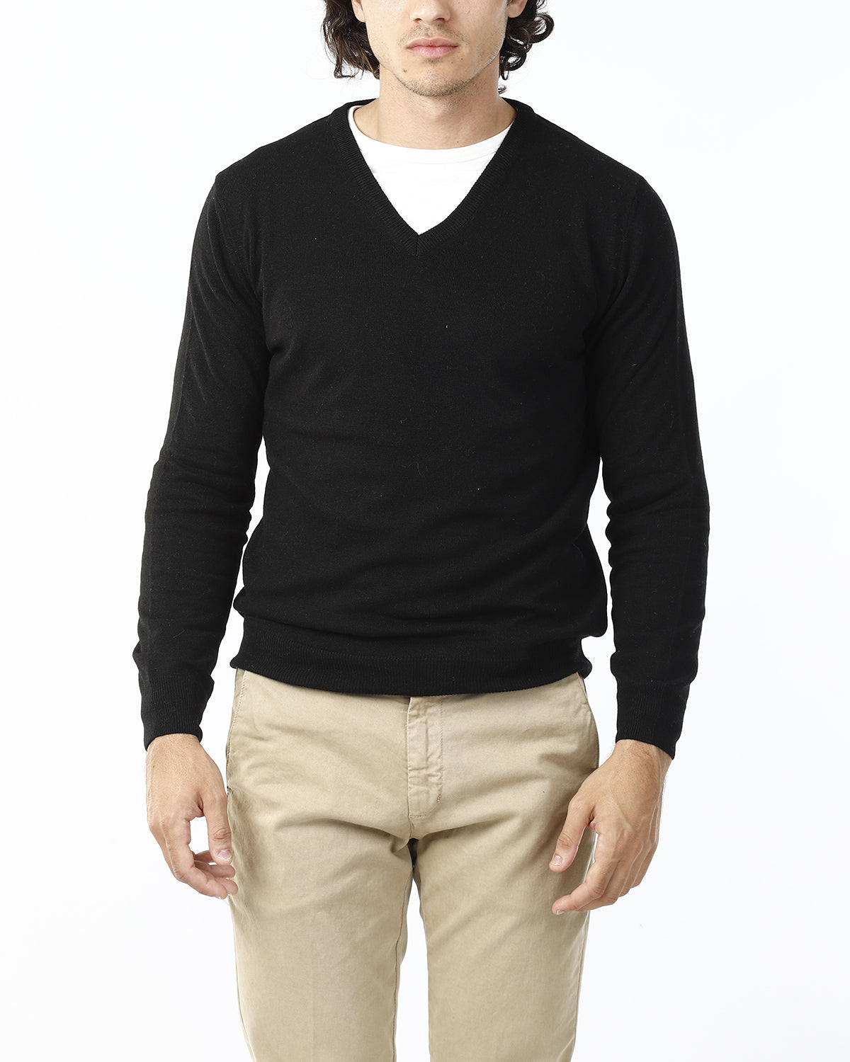 MAGLIONE RASATO SCOLLO V_NERO