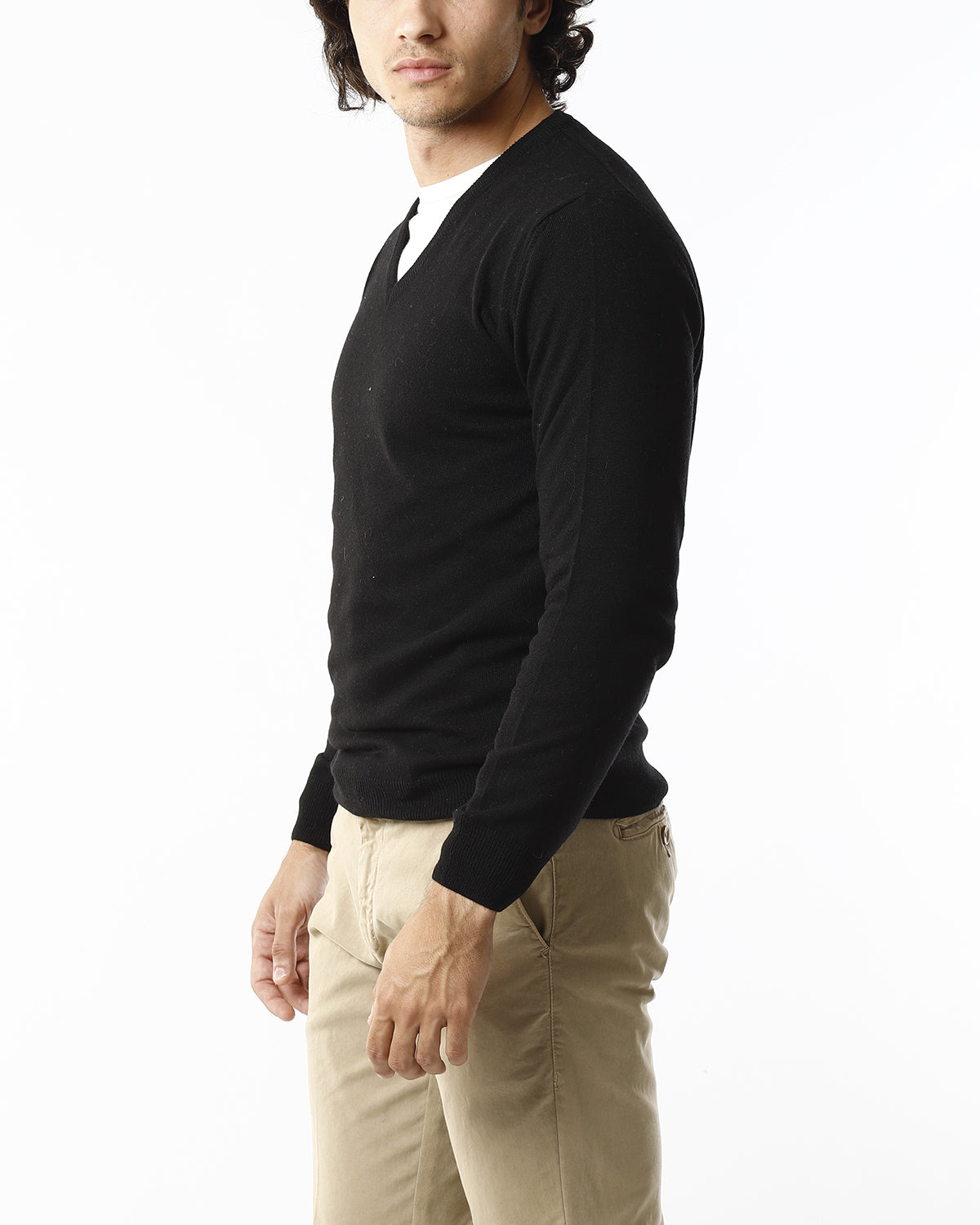 MAGLIONE RASATO SCOLLO V_NERO