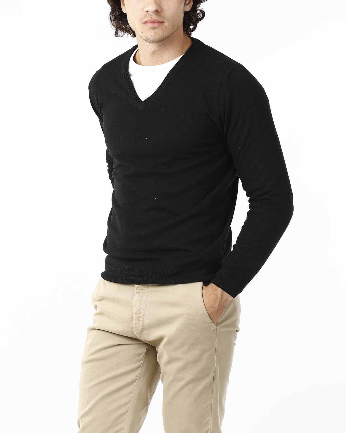 MAGLIONE RASATO SCOLLO V_NERO