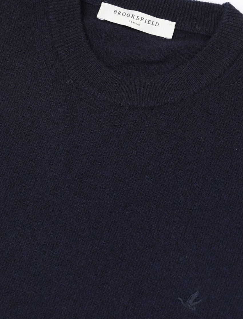 BROOKSFIELD MAGLIONE GIROCOLLO IN PURA LANA_BLU