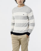 OLD RIVER MAGLIONE GIROCOLLO CON RIGA IN CONTRASTO_BLU