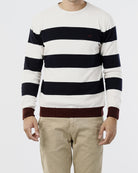 OLD RIVER MAGLIONE GIROCOLLO CON RIGA IN CONTRASTO_BORDEAUX