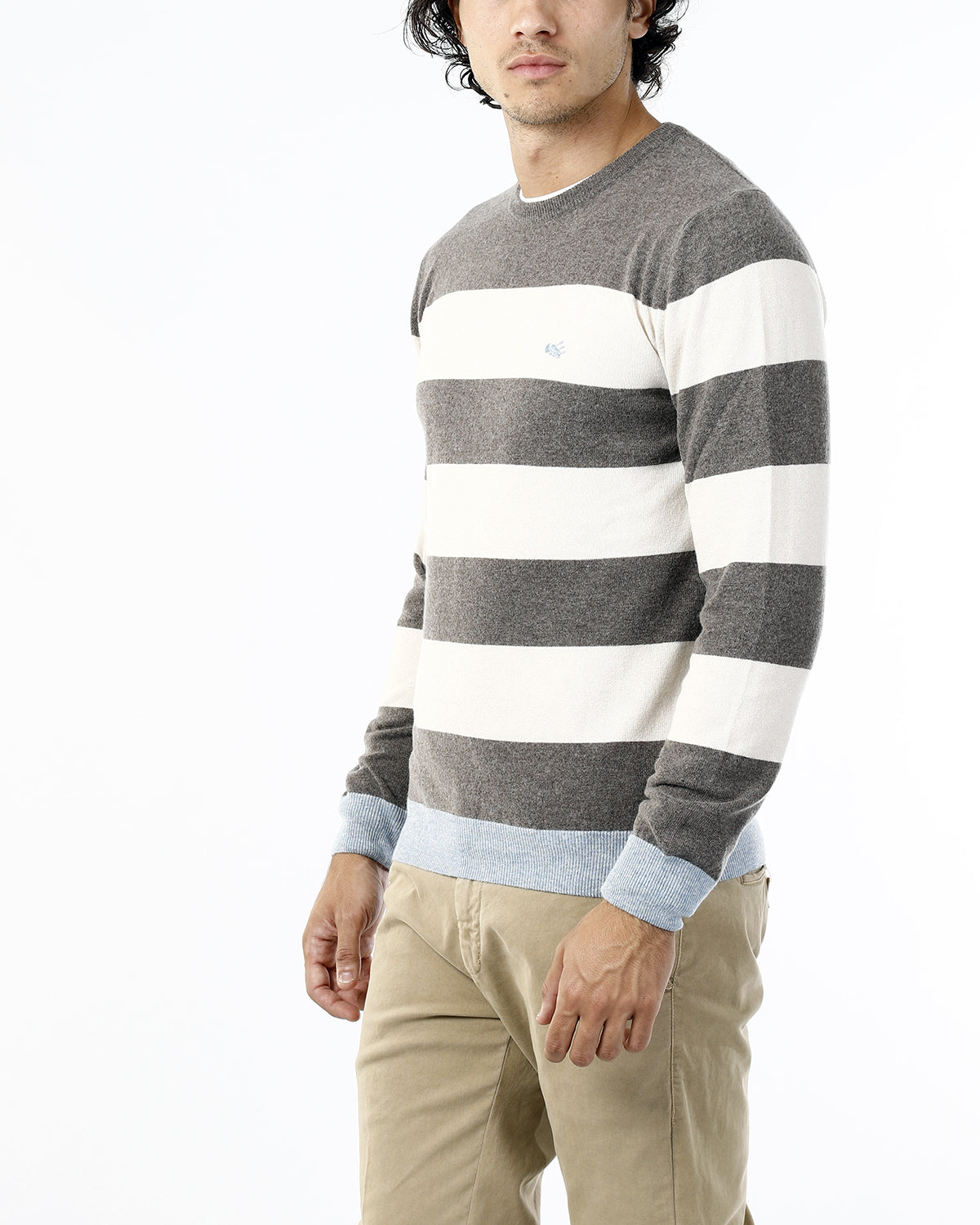 OLD RIVER MAGLIONE GIROCOLLO CON RIGA IN CONTRASTO_ZUCCHERO