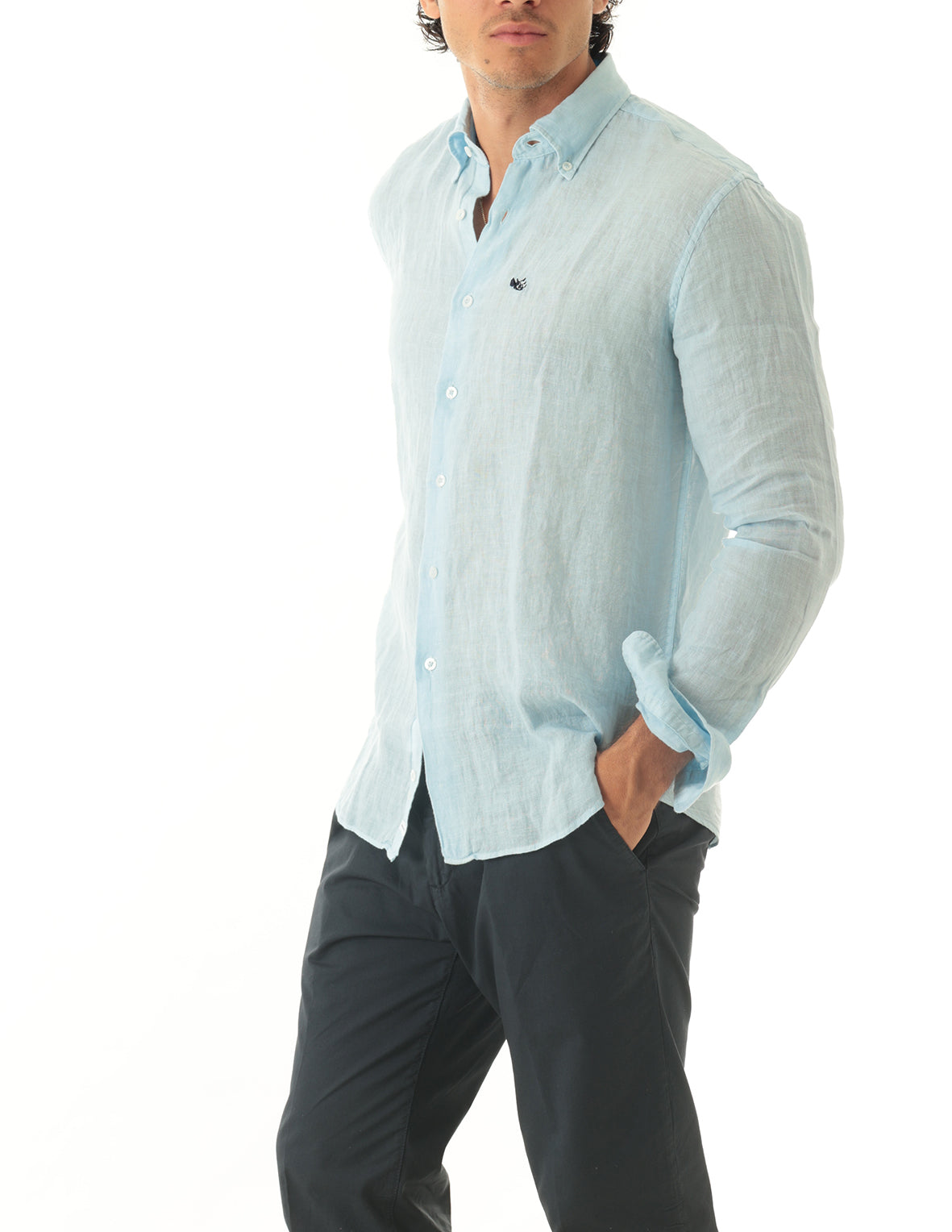 OLD RIVER CAMICIA COLLO CLASSICO LINO