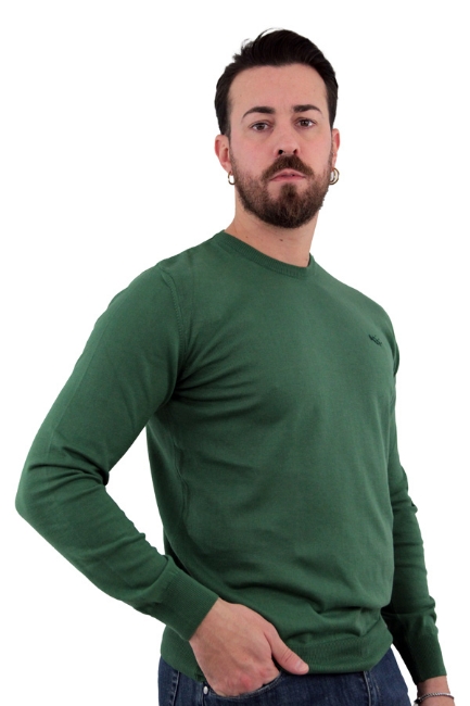 MAGLIONE GIROCOLLO IN COTONE VERDE