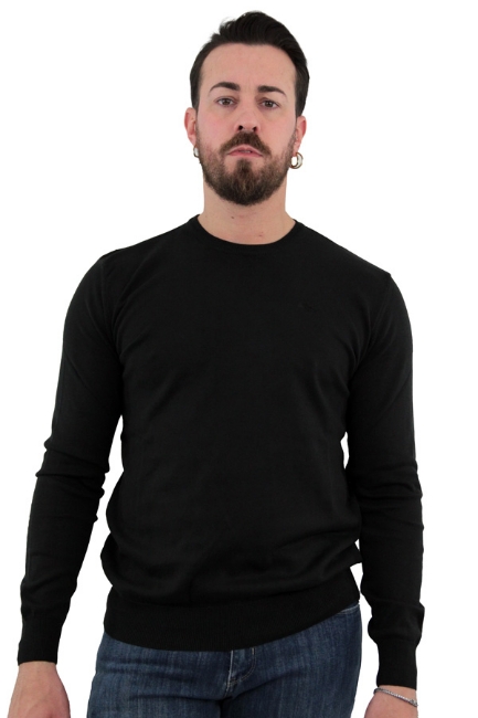 MAGLIONE GIROCOLLO IN COTONE NERO