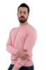 MAGLIONE GIROCOLLO IN COTONE ROSA