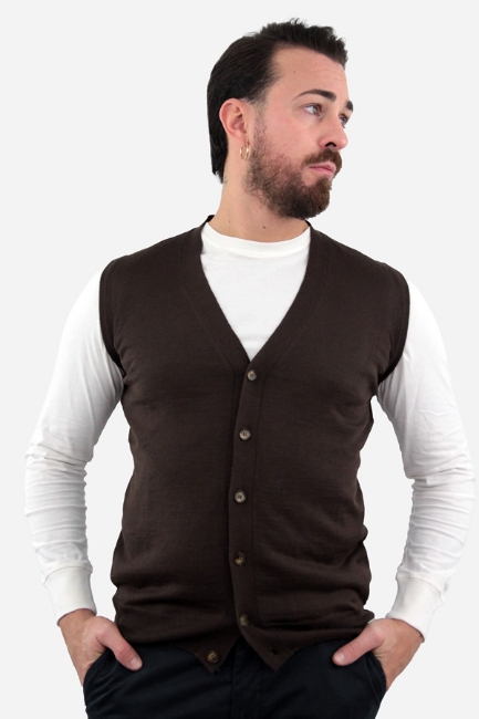 GILET CON BOTTONI MARTIN MARRONE