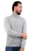 MAGLIONE DOLCEVITA A TRECCE GRIGIO