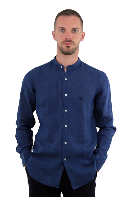 CAMICIA DI LINO COREANA BLU