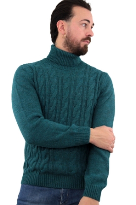 MAGLIONE DOLCEVITA A TRECCE VERDE