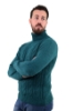 MAGLIONE DOLCEVITA A TRECCE VERDE