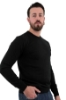 MAGLIONE GIROCOLLO IN COTONE NERO