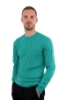 MAGLIONE DI COTONE A TRECCE VERDE ACQUA