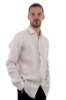 CAMICIA DI LINO CON COLLO CLASSICO BEIGE