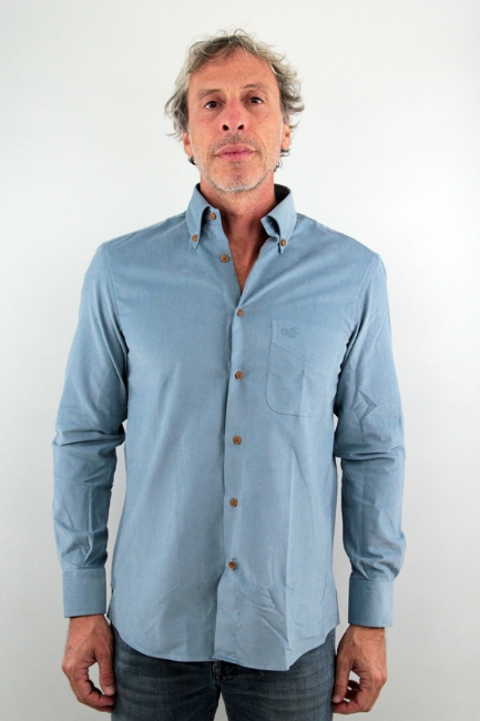 CAMICIA GRENOBLE 2.0  IN VELLUTO AZZURRA