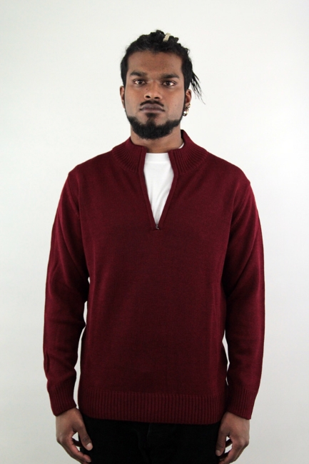 MAGLIONE LUPETTO DIN MEZZA ZIP BORDEAUX