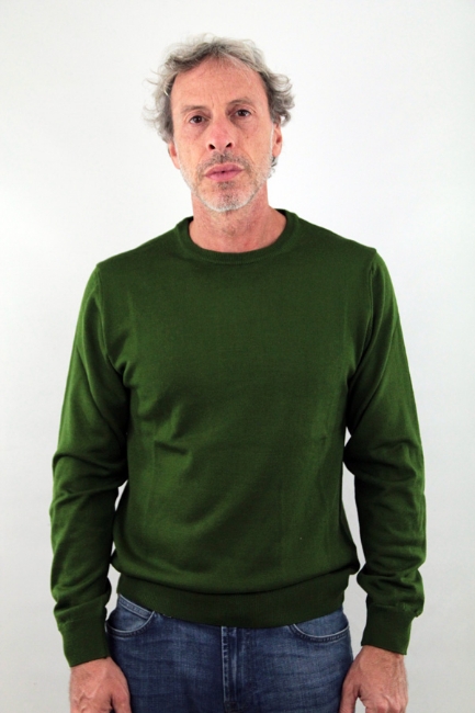 MAGLIONE GIROCOLLO EXTRAFINE CON TOPPE VERDE