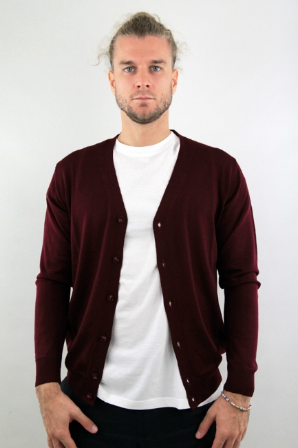 CARDIGAN DI LANA  CON BOTTONI BORDEAUX