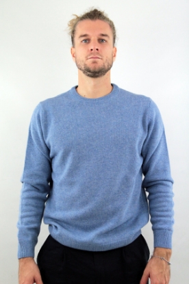 MAGLIONE GIROCOLLO FILATO SOTTILE AZZURRO