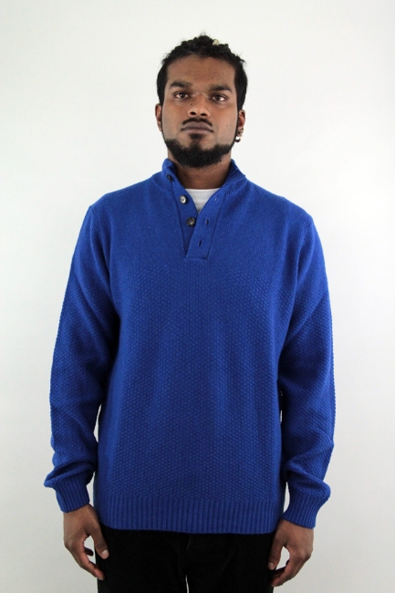 MAGLIONE LUPETTO A NIDO D'APE BLU ELETTRICO